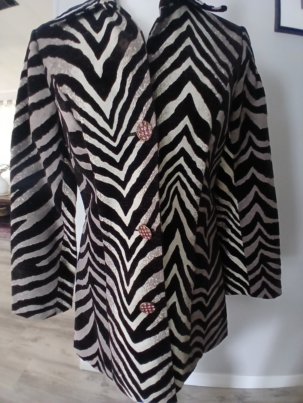 3 Sisters Vintage Coat Chocolate Brown Zebra SZ S